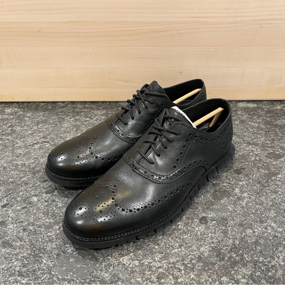 Cole Haan ZeroGrand Wingtip Oxfords - 11.5 WIDE - Black